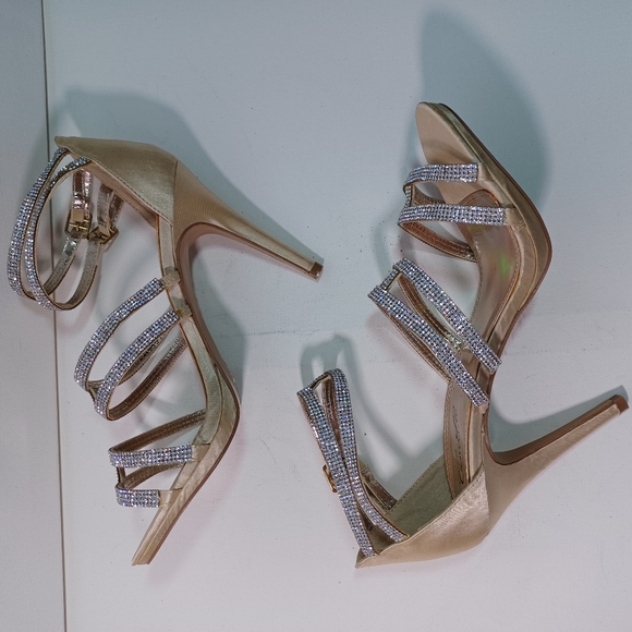 CAMILLE La Vie, Gold Strappy Heels Sandal, Size 8.5 - Picture 3 of 16